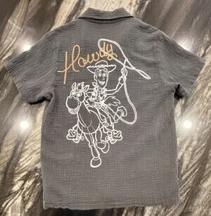Disney Pixar Toy Story 5 Woody Bullseye Mens L 36/38 Gauze Cowboy Western Shirt